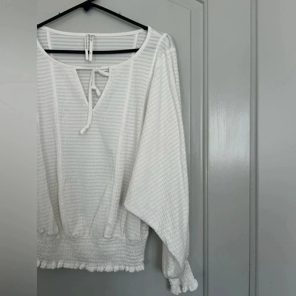 Anthropologie Rebecca smocked top puff sleeves white size small - Picture 6 of 12